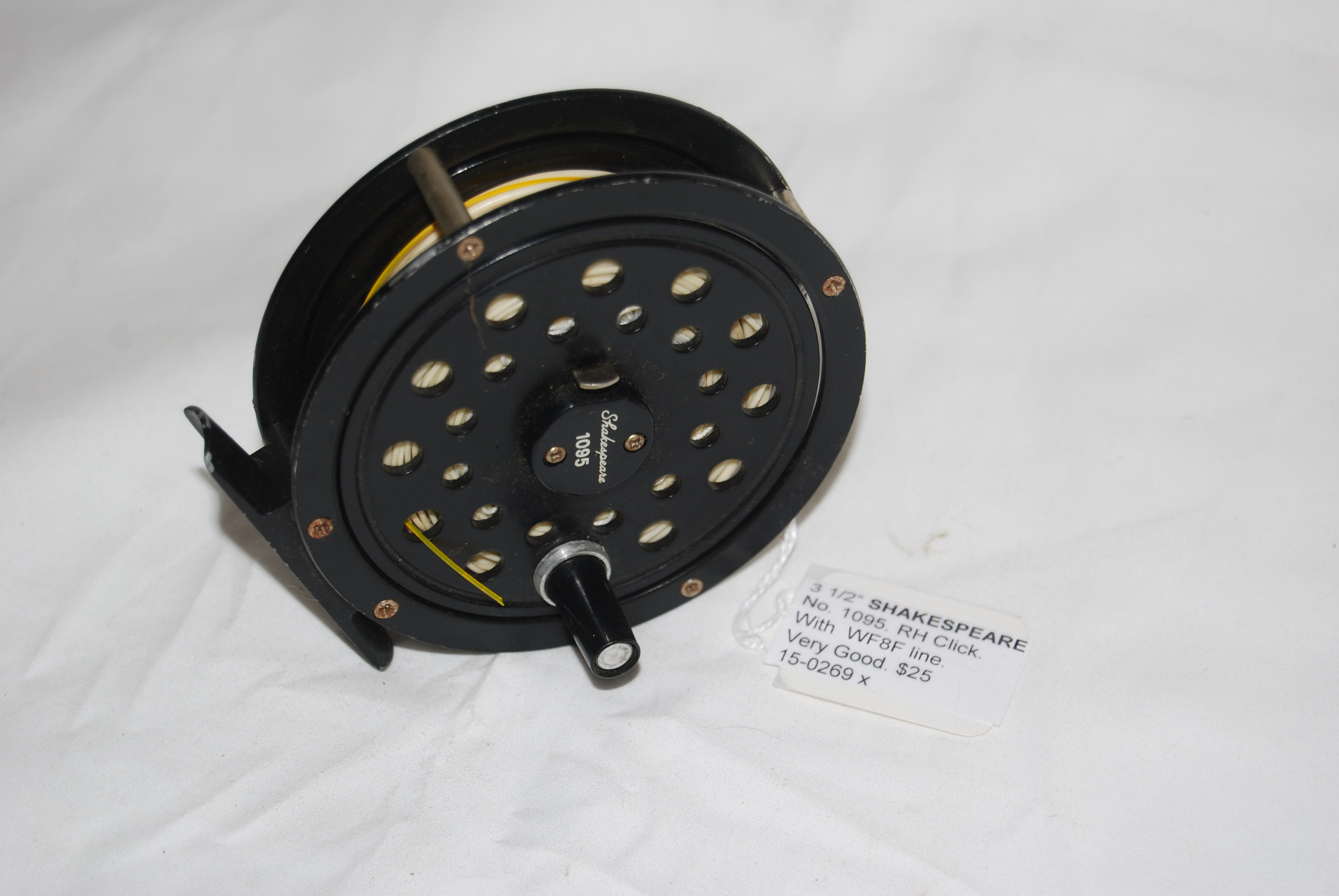 3 1/2“ SHAKESPEARE No. 1095. RH. Click reel. Built on frame of Medalist